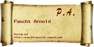 Pascht Arnold névjegykártya